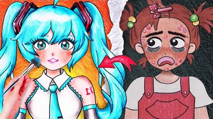 趣味定格动画 小美来化初音未来的妆 小美真的是太漂亮了!