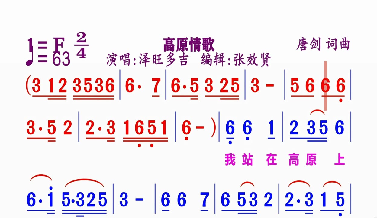 【张效贤爱音乐】泽旺多吉演唱的《高原情歌》动态简谱 2万粉丝1万作品期待你的评论 音乐视频 免费在线观看 爱奇艺