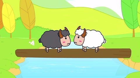 两只小羊要过桥图片