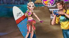 【囡囡爱游戏】冰雪公主艾莎参加冲浪比赛，成为体育明星游戏