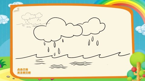自然简笔画教程,如何画海上下雨,海知简笔画大全: 画海上下雨