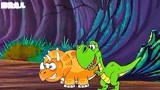 恐龙世界 森林里恐龙家族小三角龙和小霸王龙找僵尸霸王龙玩耍！