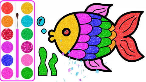 可爱的小鲤鱼之儿童画画和着色