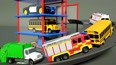 校车拖车警车消防车进入立体停车场 学习英语常用颜色和车辆名称