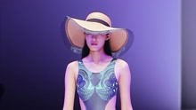 模特展示中国传统文化元素侧镂空连体泳装