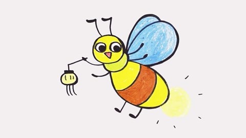 儿歌多多昆虫简笔画 第2集 萤火虫 带宝宝画夜空中飞舞的小灯笼